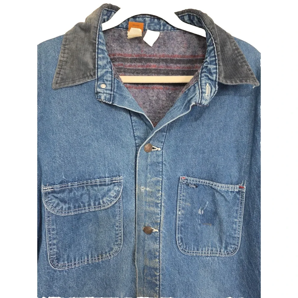 VTG Wrangler Big Ben Mens Barn Chore Coat Corduroy Collar Lined Distressed U.S.A - Picture 5 of 16